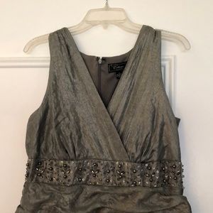 Silver gray cocktail dress with beaded band